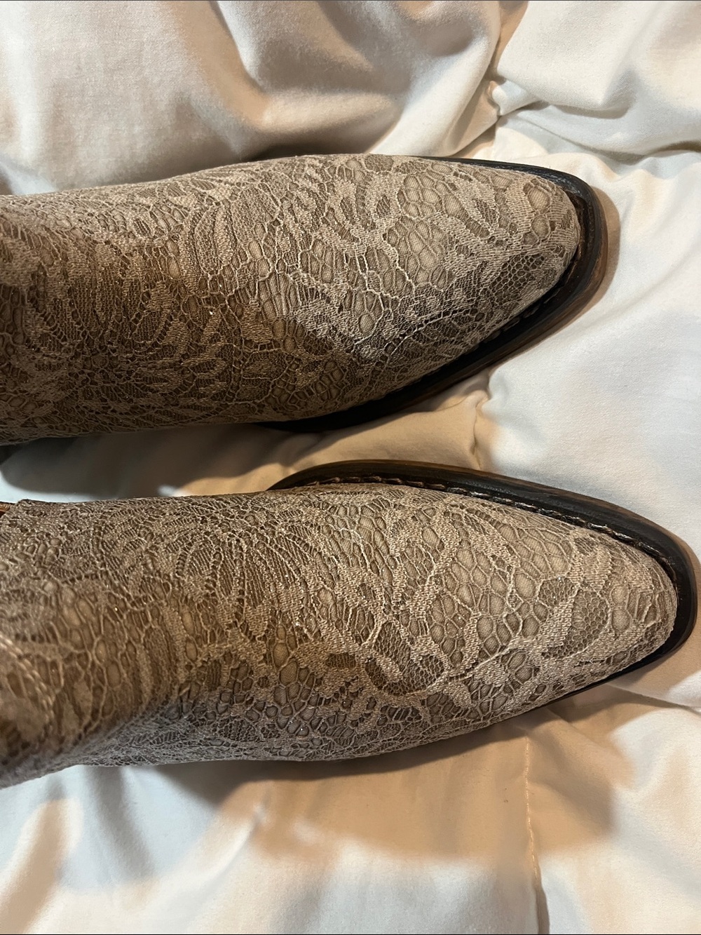 Glitter Lace Roper Ankle Cowgirl Boots - Picture 3 of 9